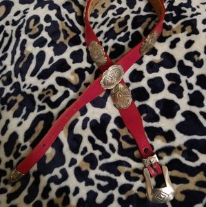 Justin Red Concho Belt Sz 32